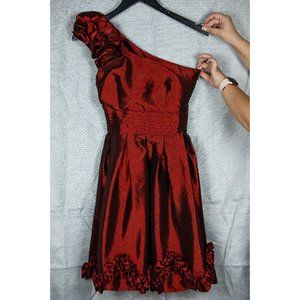One Shoulder Burgundy Dress